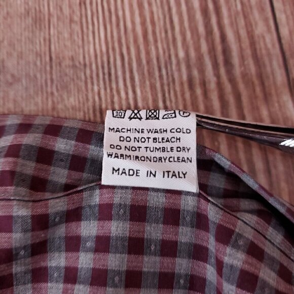 Canali 1934 Mens Large Plaid  Cotton Long Sleeve Button Down Shirt Made In Italy - Picture 11 of 14